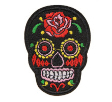 Antsiuvas medžiaginis Skull Black; 7.5x5.5cm