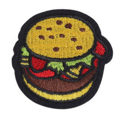 Antsiuvas medžiaginis Hamburger; 5x5cm Antsiuvas medžiaginis Hamburger; 5x5cm
