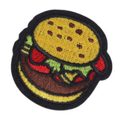 Antsiuvas medžiaginis Hamburger; 5x5cm Antsiuvas medžiaginis Hamburger; 5x5cm
