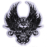 Antsiuvas medžiaginis Skull Wings; 14x13cm