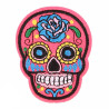Antsiuvas medžiaginis Skull Hot Pink; 7.5x5.5cm