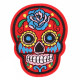 Antsiuvas medžiaginis Skull Red; 7.5x5.5cm
