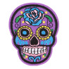 Antsiuvas medžiaginis Skull Purple; 7.5x5.5cm