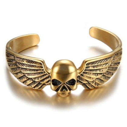 Apyrankė Skull Wings Gold; universalaus dydžio Apyrankė Skull Wings Gold; universalaus dydžio