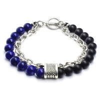 Apyrankė Stone Chain Dark Blue Black; 20cm