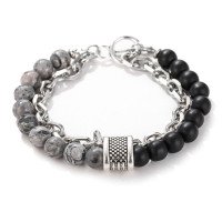 Apyrankė Stone Chain Dark Grey Black; 20cm