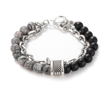 Apyrankė Stone Chain Dark Grey Black; 20cm