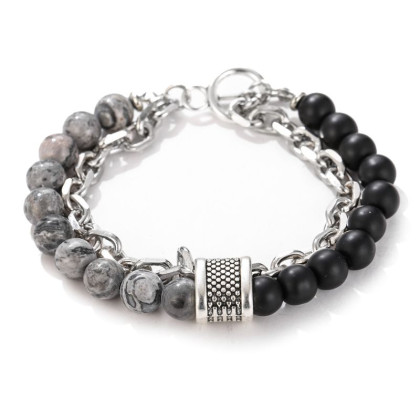Apyrankė Stone Chain Dark Grey Black; 20cm Apyrankė Stone Chain Dark Grey Black; 20cm
