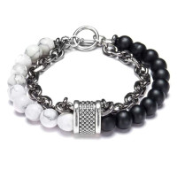 Apyrankė Stone Chain Grey Black; 20cm