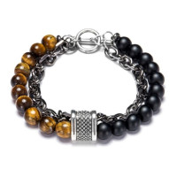 Apyrankė Stone Chain Brown Black; 20cm