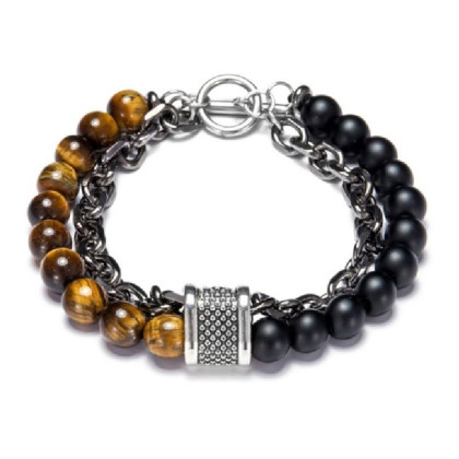 Apyrankė Stone Chain Brown Black; 20cm Apyrankė Stone Chain Brown Black; 20cm