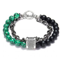 Apyrankė Stone Chain Green Black; 20cm