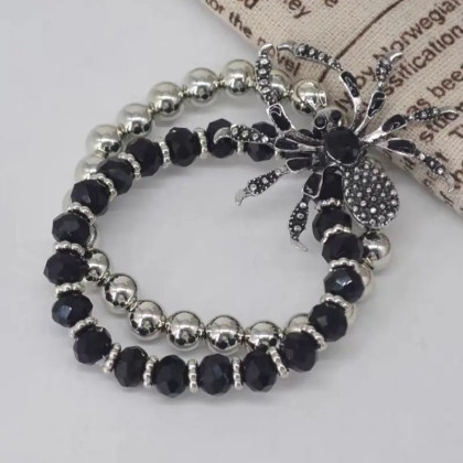 Apyrankė Spider Silver Black; 16-18cm Apyrankė Spider Silver Black; 16-18cm