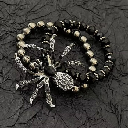 Apyrankė Spider Silver Black; 16-18cm Apyrankė Spider Silver Black; 16-18cm