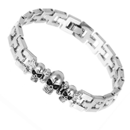 Apyrankė Shine Three Skulls silver; 19cm Apyrankė Shine Three Skulls silver; 19cm