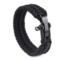 Apyrankė pintos virvės Paracord Black; 21-23cm