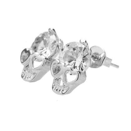 Auskarai Kaukoliukai su kristalu Silver; 2vnt Auskarai Kaukoliukai su kristalu Silver; 2vnt