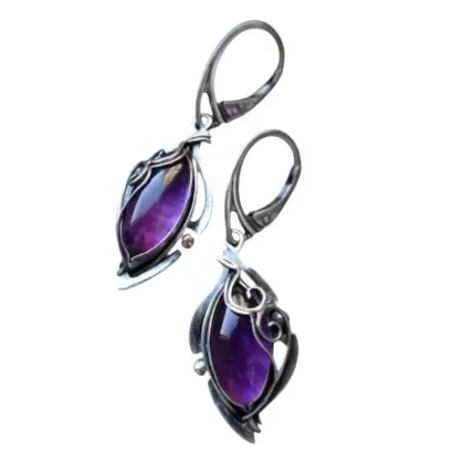 Auskarai Purple Retro; 2vnt