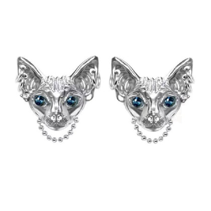 Auskarai Sphynx Cat Silver; 2vnt Auskarai Sphynx Cat Silver; 2vnt