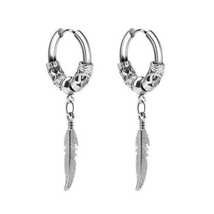 Auskarai Hip Feather sidabro spalvos; 2vnt Auskarai Hip Feather sidabro spalvos; 2vnt