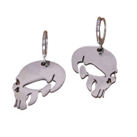 Auskarai Silver Skull sidabro spalvos; 2vnt