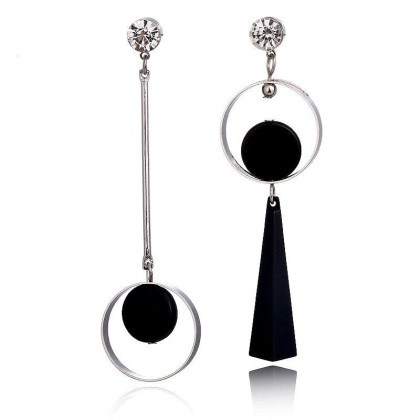 Auskarai Assimetry silver black; 2vnt Auskarai Assimetry silver black; 2vnt