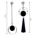 Auskarai Assimetry silver black; 2vnt