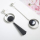 Auskarai Assimetry silver black; 2vnt