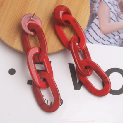 Auskarai Chain Red; 2vnt Auskarai Chain Red; 2vnt