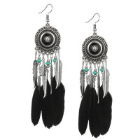 Auskarai Bohema Black Feathers; 2vnt