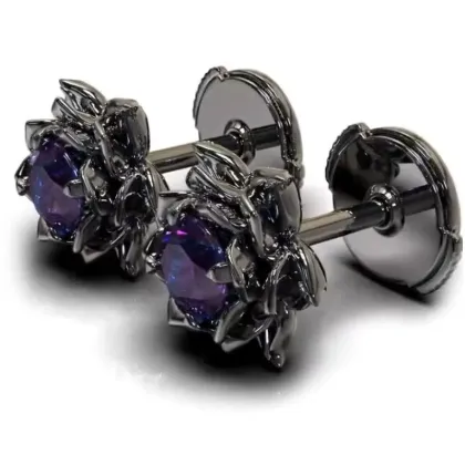 Auskarai Violet Lotus; 2vnt