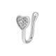 Netikras auskaras į nosį Clip Heart Shine Silver; 1vnt