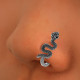 Netikras auskaras į nosį Clip Snake Black; 1vnt