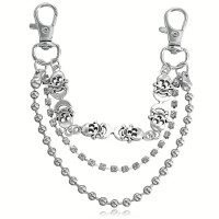 Avalynės pakabukas Chain Crystal Skulls sidabro spalvos; 14/16/18cm