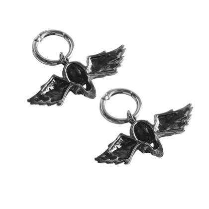 Avalynės pakabukai Pendant Flying Skull sidabro spalvos; 2vnt Avalynės pakabukai Pendant Flying Skull sidabro spalvos; 2vnt