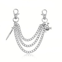 Avalynės pakabukas Chain Skull Sword sidabro spalvos; 15/16/18cm