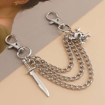 Avalynės pakabukas Chain Skull Sword sidabro spalvos; 15/16/18cm Avalynės pakabukas Chain Skull Sword sidabro spalvos; 15/16/18cm