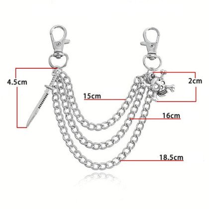 Avalynės pakabukas Chain Skull Sword sidabro spalvos; 15/16/18cm Avalynės pakabukas Chain Skull Sword sidabro spalvos; 15/16/18cm