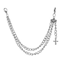 Avalynės pakabukas Chain Four Skulls sidabro spalvos; 24/27cm