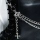Avalynės pakabukas Chain Four Skulls sidabro spalvos; 24/27cm