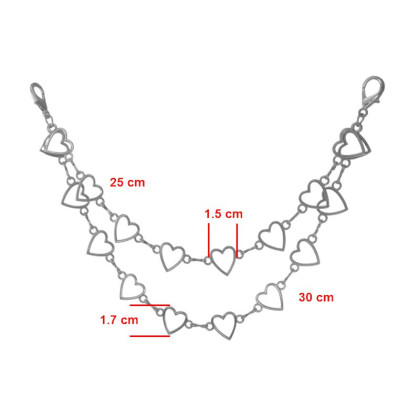Avalynės pakabukas Chain Double Hearts sidabro spalvos; 25/30cm Avalynės pakabukas Chain Double Hearts sidabro spalvos; 25/30cm