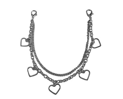 Avalynės pakabukas Chain Mini Hearts sidabro spalvos; 26/28cm