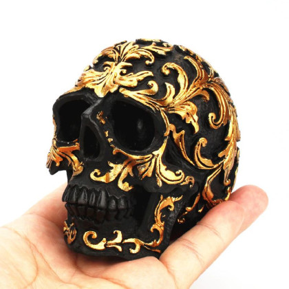 Dekoracija 3D kaukolė Calavera Mini Black Gold; 10x6x8.5cm Dekoracija 3D kaukolė Calavera Mini Black Gold; 10x6x8.5cm