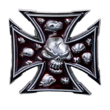Sagtis diržui Iron Skull Cross; 7.5x7.5cm Sagtis diržui Iron Skull Cross; 7.5x7.5cm