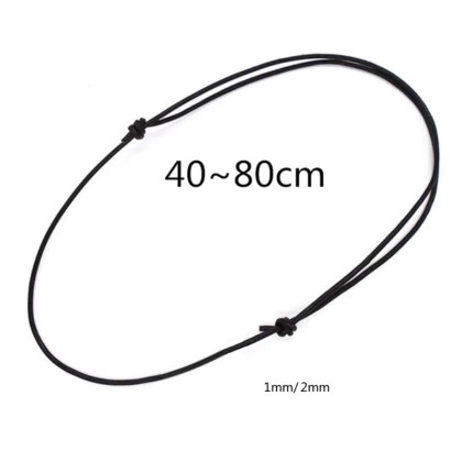 Kaklo virvelė Two Knots juodos spalvos, 40-80cm; 1mm, 2mm Kaklo virvelė Two Knots juodos spalvos, 40-80cm; 1mm, 2mm