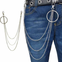 Kelnių grandinė Big Ring Triple Simple Chain sidabro spalvos; 40/50/60cm