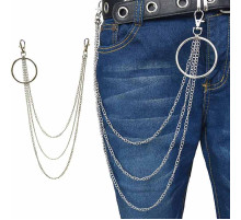 Kelnių grandinė Big Ring Triple Simple Chain sidabro spalvos; 40/50/60cm