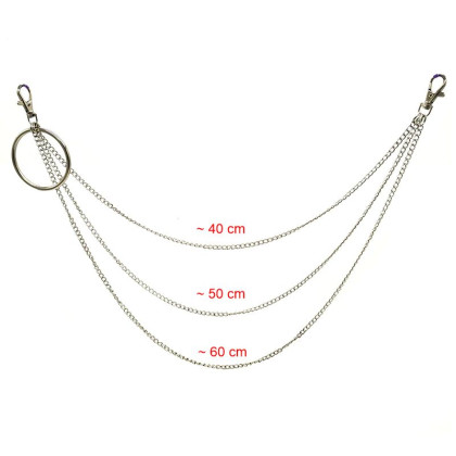 Kelnių grandinė Big Ring Triple Simple Chain sidabro spalvos; 40/50/60cm Kelnių grandinė Big Ring Triple Simple Chain sidabro spalvos; 40/50/60cm