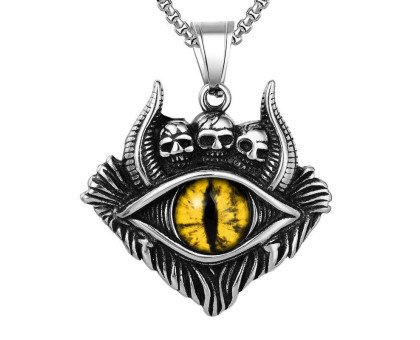 Kaklo papuošalas Evil Eye Yellow; 40x38mm