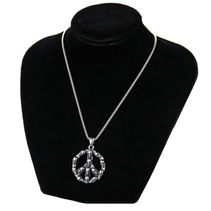 Kaklo papuošalas Skull Peace Sign; 3.8cm Kaklo papuošalas Skull Peace Sign; 3.8cm